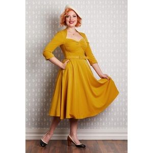 Miss Candyfloss Mustard Yellow Swing Dress